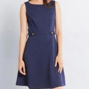 NWT Modcloth quilted Vintage style navy dress size Large